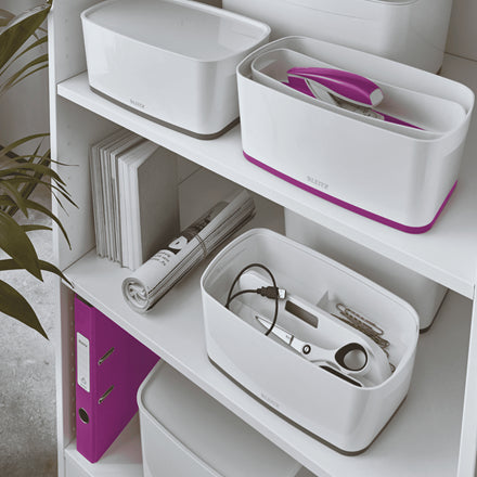 Leitz MyBox Aufbewahrungsbox – Kunststoff, weiss/violett, 31,8 × 12,8 × 19,1 cm