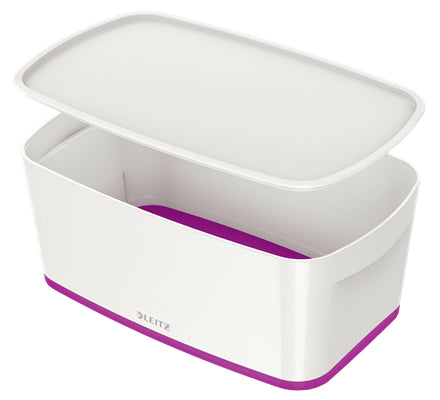 Leitz MyBox Aufbewahrungsbox – Kunststoff, weiss/violett, 31,8 × 12,8 × 19,1 cm