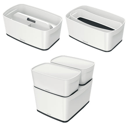 Leitz Aufbewahrungsbox MyBox – ABS-Kunststoff, Weiss/Schwarz, 31,8 × 12,8 × 19,1 cm