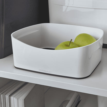Leitz Aufbewahrungsschale MyBox – ABS-Kunststoff, Weiss/Schwarz, 24,6 × 9,8 × 16 cm