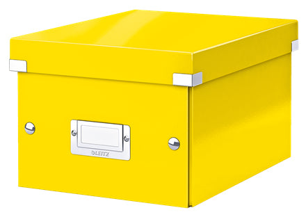 Leitz Click&Store Aufbewahrungsbox A5 – mit Beschriftungs-Etikette, 200 × 148 × 250 mm, gelb, Karton