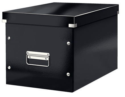 Leitz Click&Store Wow Cube L Aufbewahrungsbox B 320 × H 310 × T 360 mm – mit Deckel, stapelbar, schwarz