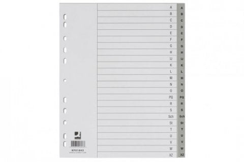 Q-Connect Register – für A4 überbreit, Kunststoff (PP), A–Z, 24-teilig, grau, 11-fach