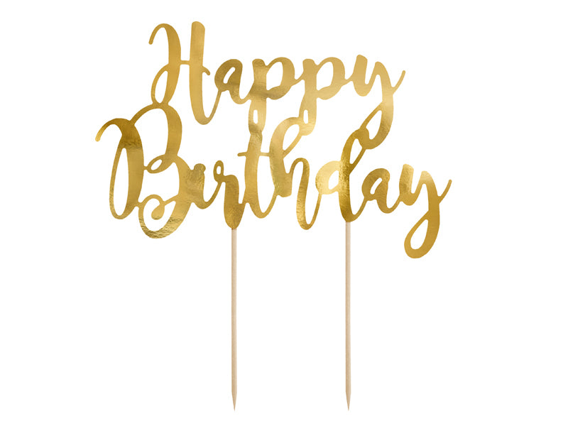 PartyDeco Party-Piekser Happy Birthday – Gold – 22,5 cm – Papier – 1 Stk