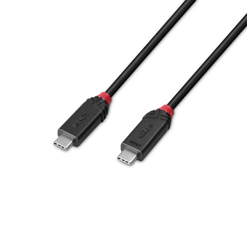 Lindy USB-C auf USB-C Kabel – USB4 40 Gbit/s – 1 m – PD 240 W – Goldstecker, PVC-Mantel – Schwarz