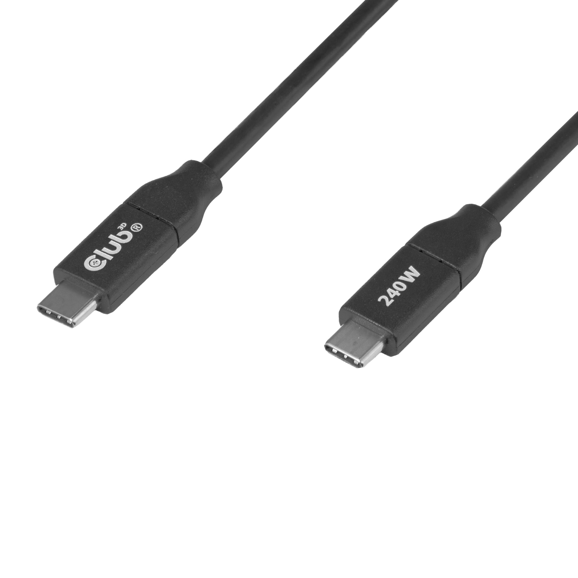 CLUB3D Club 3D – USB-C auf USB-C Kabel – 2 m – PD 240 W – Schwarz – für USB-C-fähige Geräte