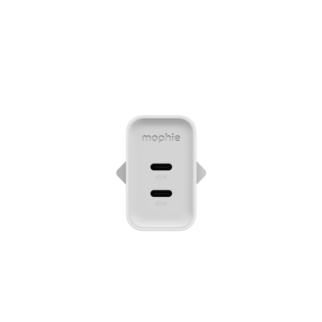 mophie Speedport 45 USB-Ladegerät 45 W – USB-C×2 – PD, GaN, EU-Stecker (Typ C)