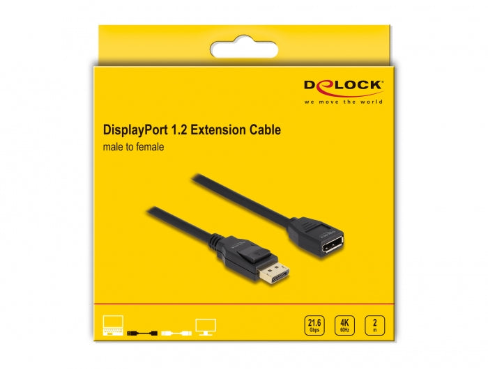 DeLOCK DisplayPort Verlängerung DP 1.2 4K 60 Hz – 2 m