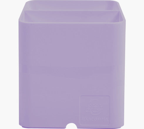 Exacompta Pen-Cube Aquarel Stifteköcher – 2 Fächer, mit Kabelkanal, malve, Kunststoff, B 74 × H 93 × T 74 mm