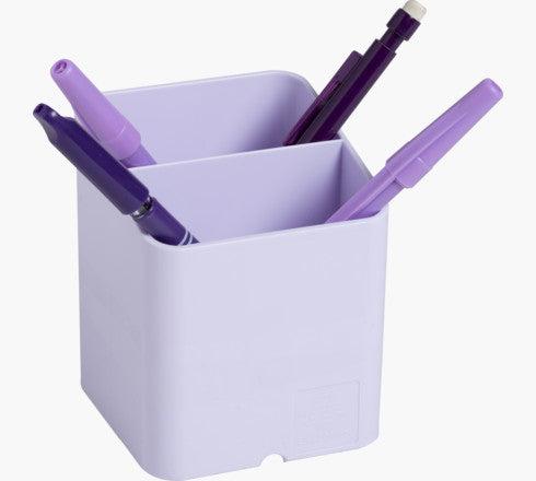 Exacompta Pen-Cube Aquarel Stifteköcher – 2 Fächer, mit Kabelkanal, malve, Kunststoff, B 74 × H 93 × T 74 mm