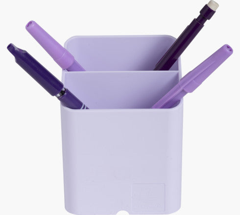 Exacompta Pen-Cube Aquarel Stifteköcher – 2 Fächer, mit Kabelkanal, malve, Kunststoff, B 74 × H 93 × T 74 mm
