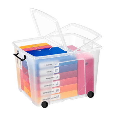 Strata HW676 Aufbewahrungsbox 75 l (mit Deckel) – Polypropylen – schwarz/transparent – mit Verriegelung