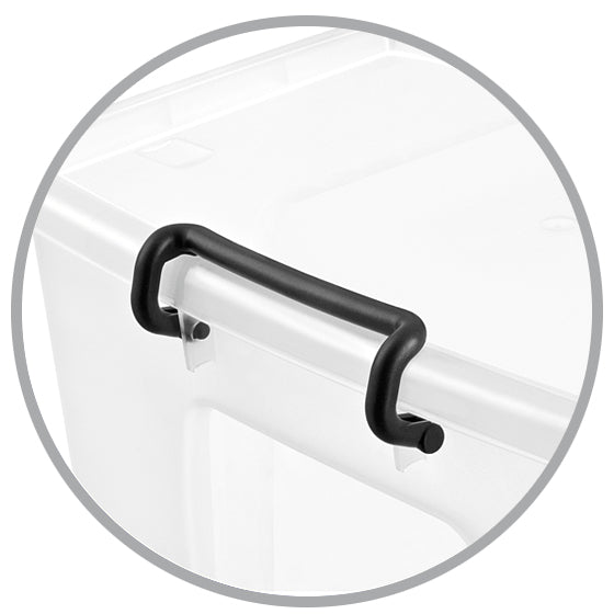 Strata HW676 Aufbewahrungsbox 75 l (mit Deckel) – Polypropylen – schwarz/transparent – mit Verriegelung