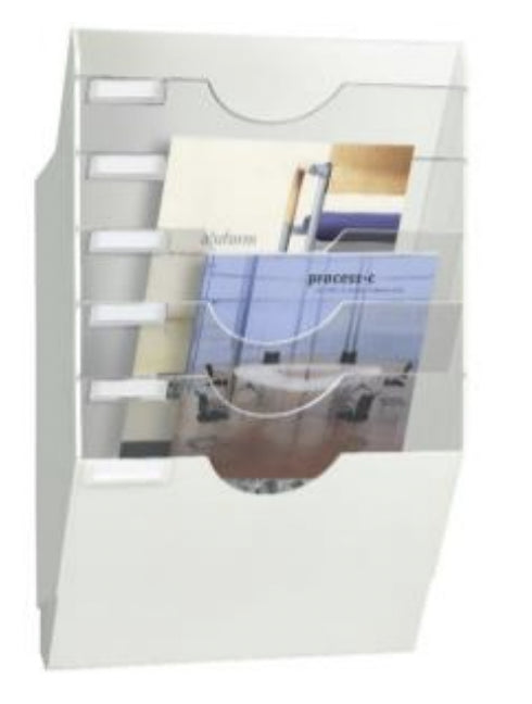 CEP Wandprospekthalter 6 Fächer 24×32 cm – Polystyrol, weiss – ReCeption