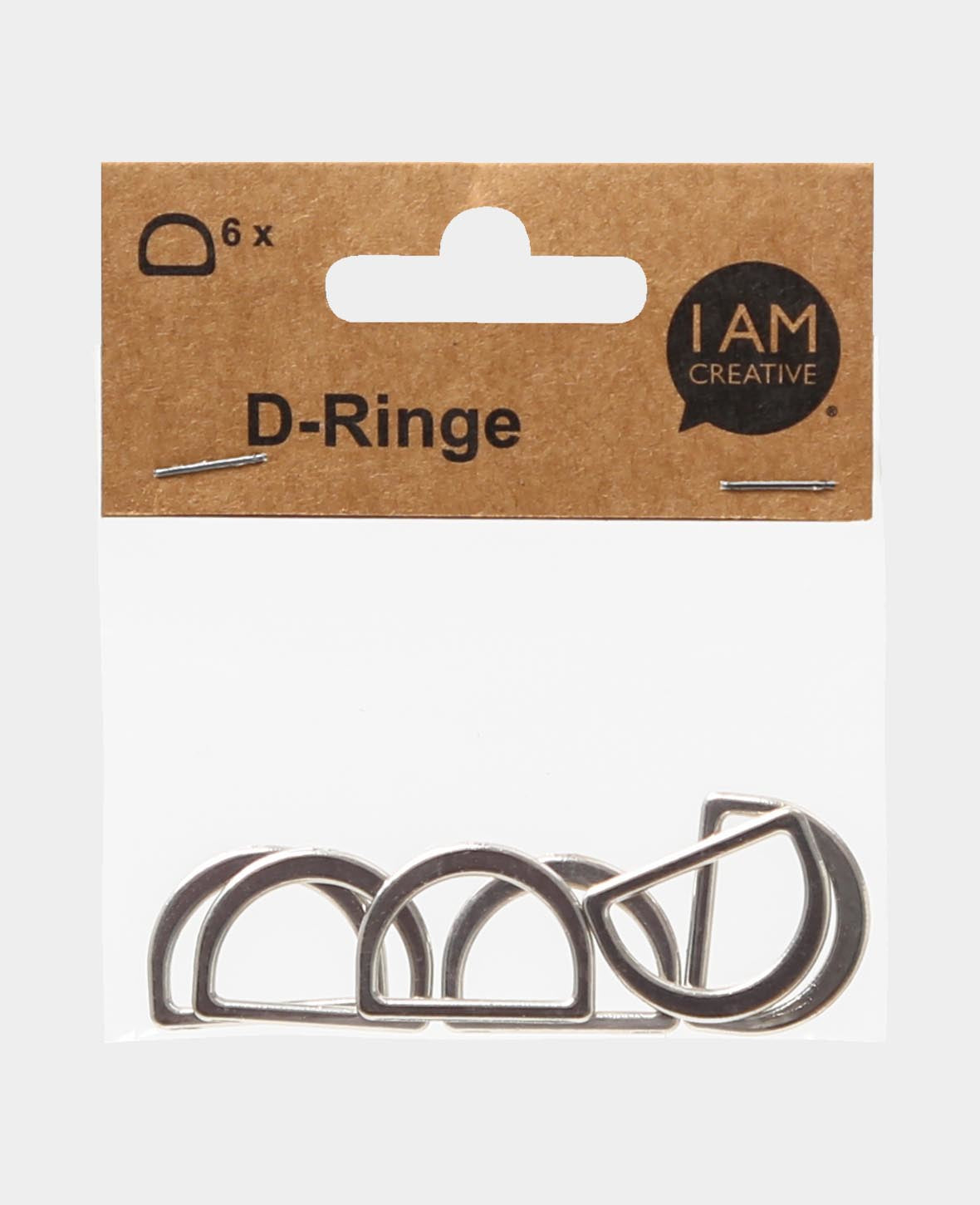 lalana D-Ring 25 × 20 mm – Metall, 6 Stück, Silber