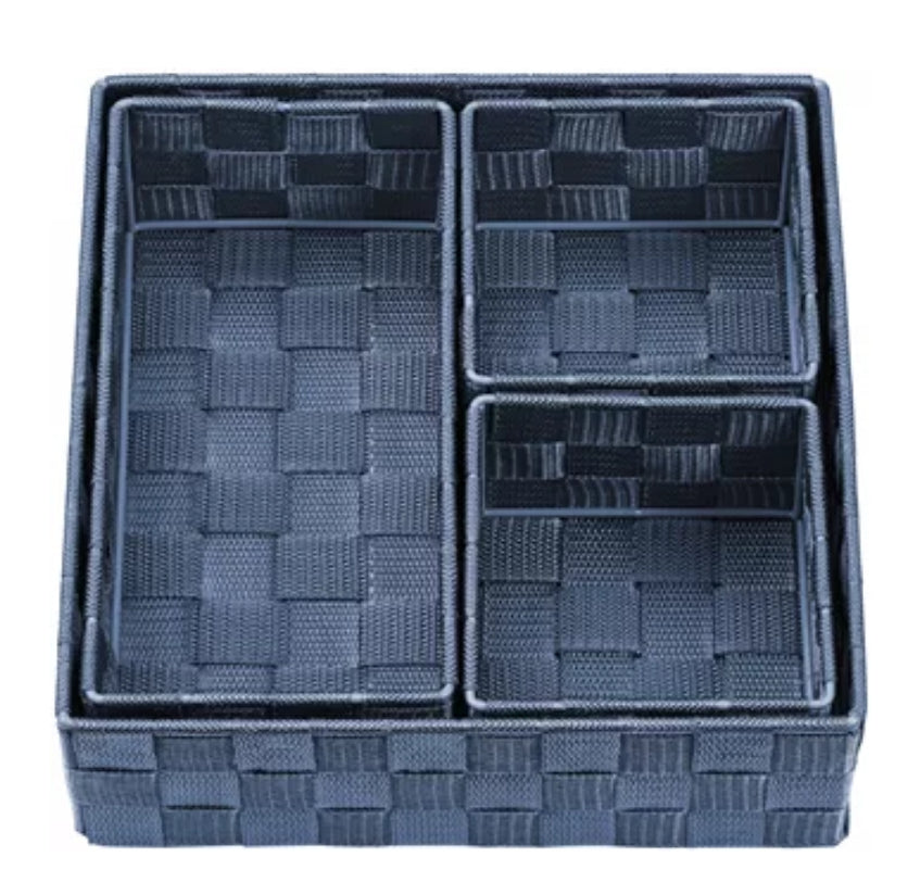 Diaqua Irina Aufbewahrungskorb – Polypropylen (PP) – Blau – 240 × 80 × 260 mm – 4-teiliges Set