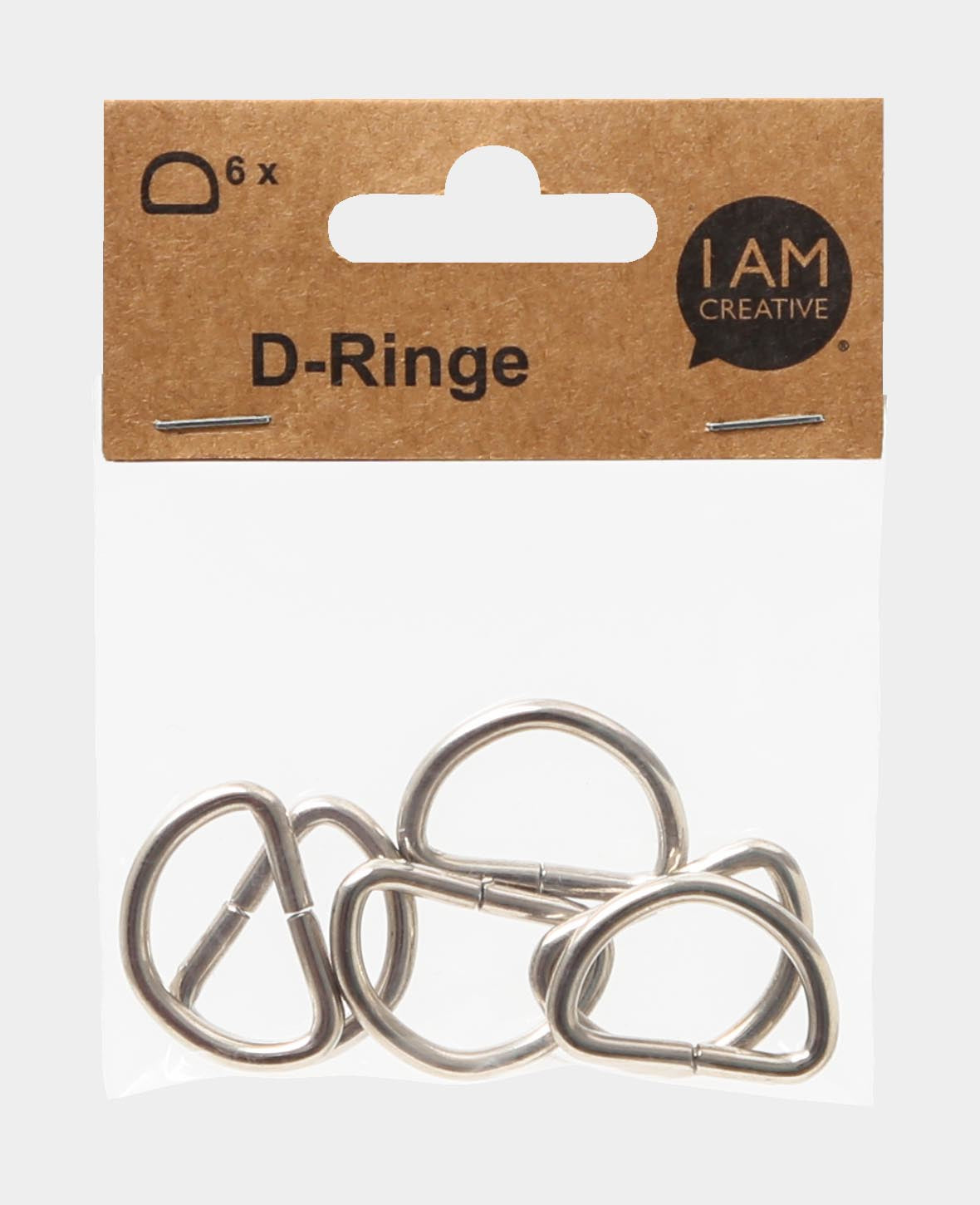 lalana D-Ring 32 × 22 mm – Metall, 6 Stück, Silber