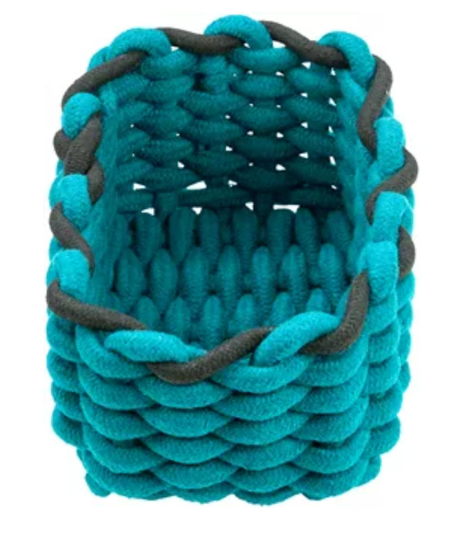 Diaqua Aufbewahrungskorb – Baumwolle – Petrol/Schwarz – 200 × 100 × 140 mm