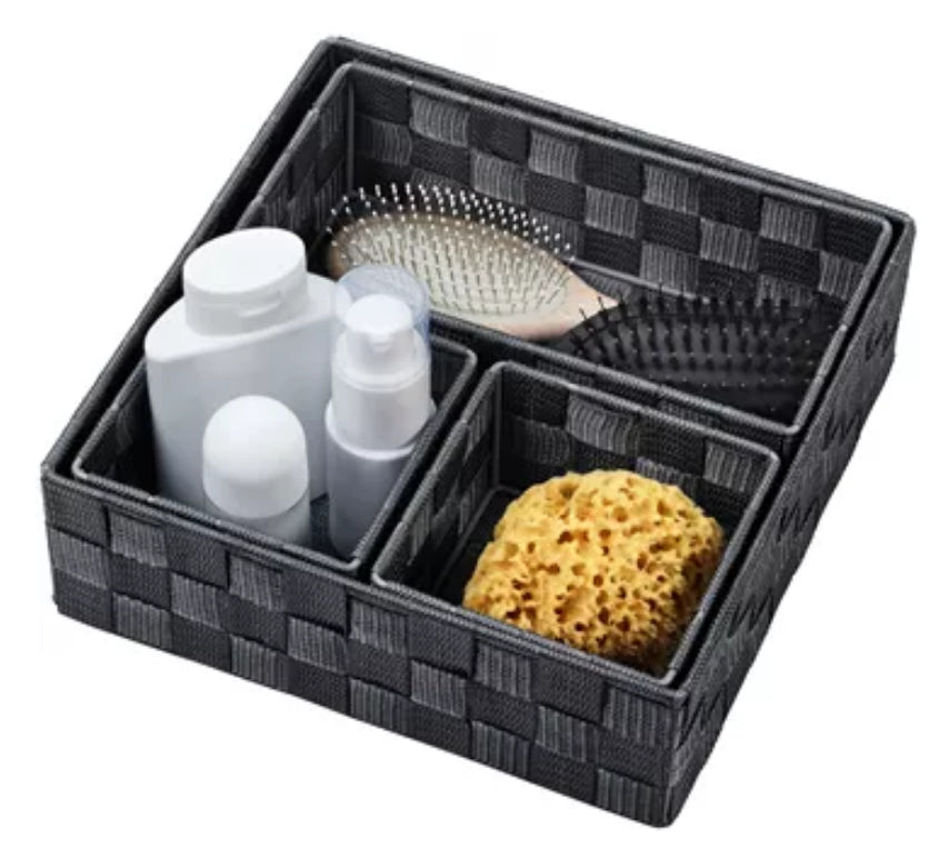 Diaqua Irina Aufbewahrungskorb – Polypropylen – Schwarz – 260 × 80 × 260 mm – 4-teiliges Set