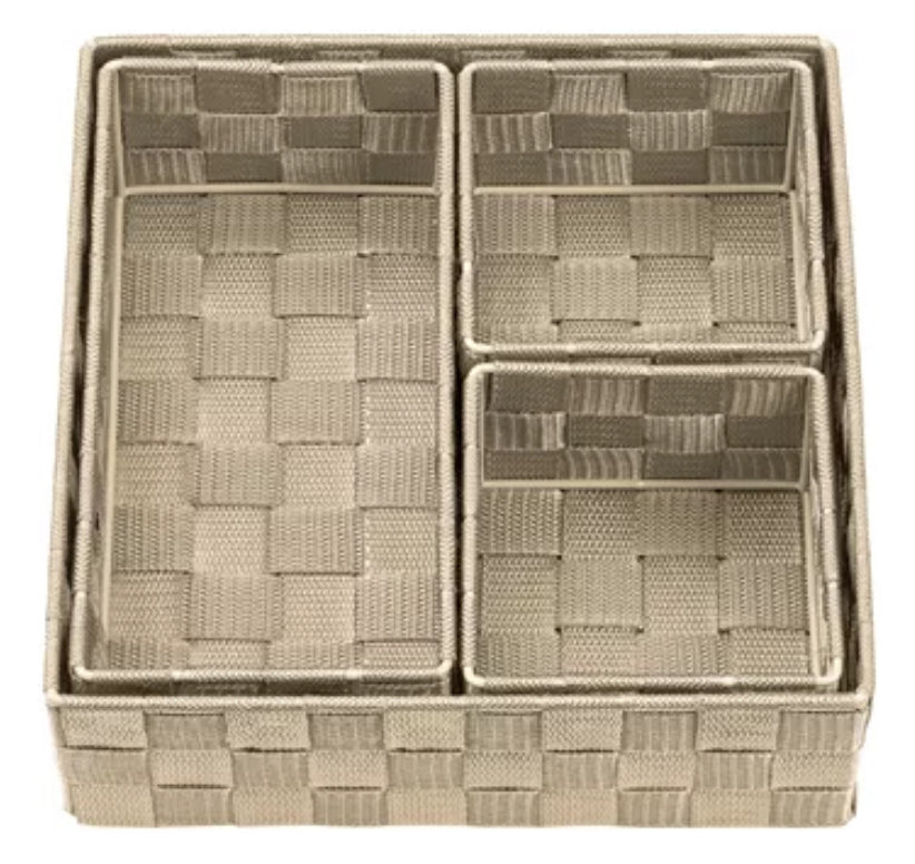 Diaqua Irina Aufbewahrungskorb – Polypropylen (PP) – Beige – Mosaikmuster – 260 × 80 × 260 mm – 4-teiliges Set
