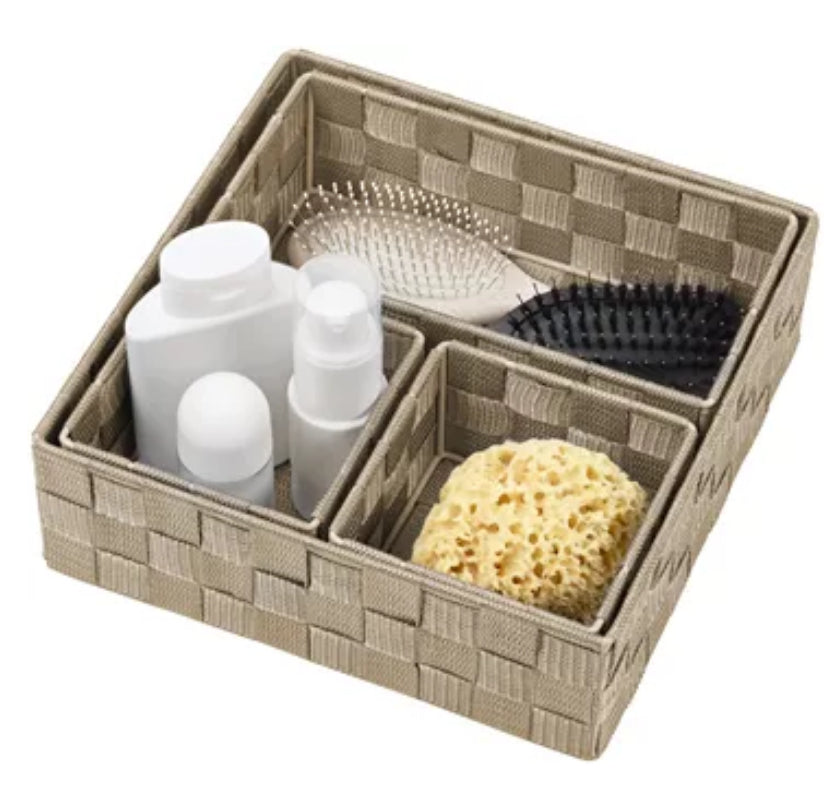 Diaqua Irina Aufbewahrungskorb – Polypropylen (PP) – Beige – Mosaikmuster – 260 × 80 × 260 mm – 4-teiliges Set