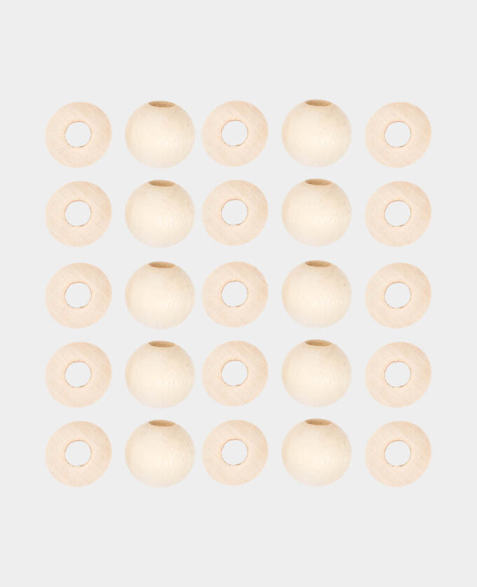 lalana Holzperlen, rund – braun – Ø 20 mm, Grossloch – 25 Stk.