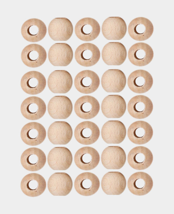 lalana Holzperlen, rund – braun – Ø 10 mm – Grossloch – 35 Stk.