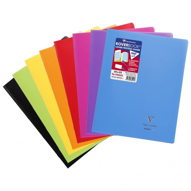 Clairefontaine Notizheft – 240 × 320 mm – 90 g/m² – gebunden, 2 Einstecktaschen, mehrfarbig, PEFC, 8 Stück