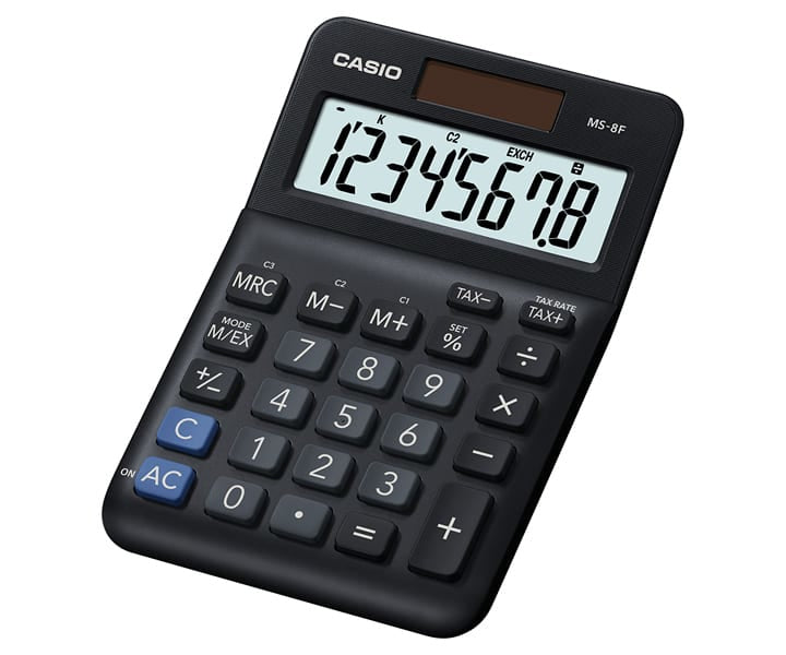 Casio Tischrechner MS-8F – 8-stellig – Solar/Batterie – Schwarz