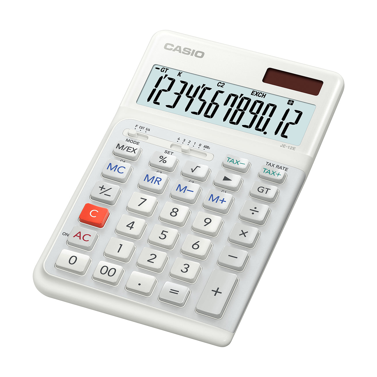 Casio Tischrechner JE-12E – 12-stellig – Solar/Batterie – Weiss