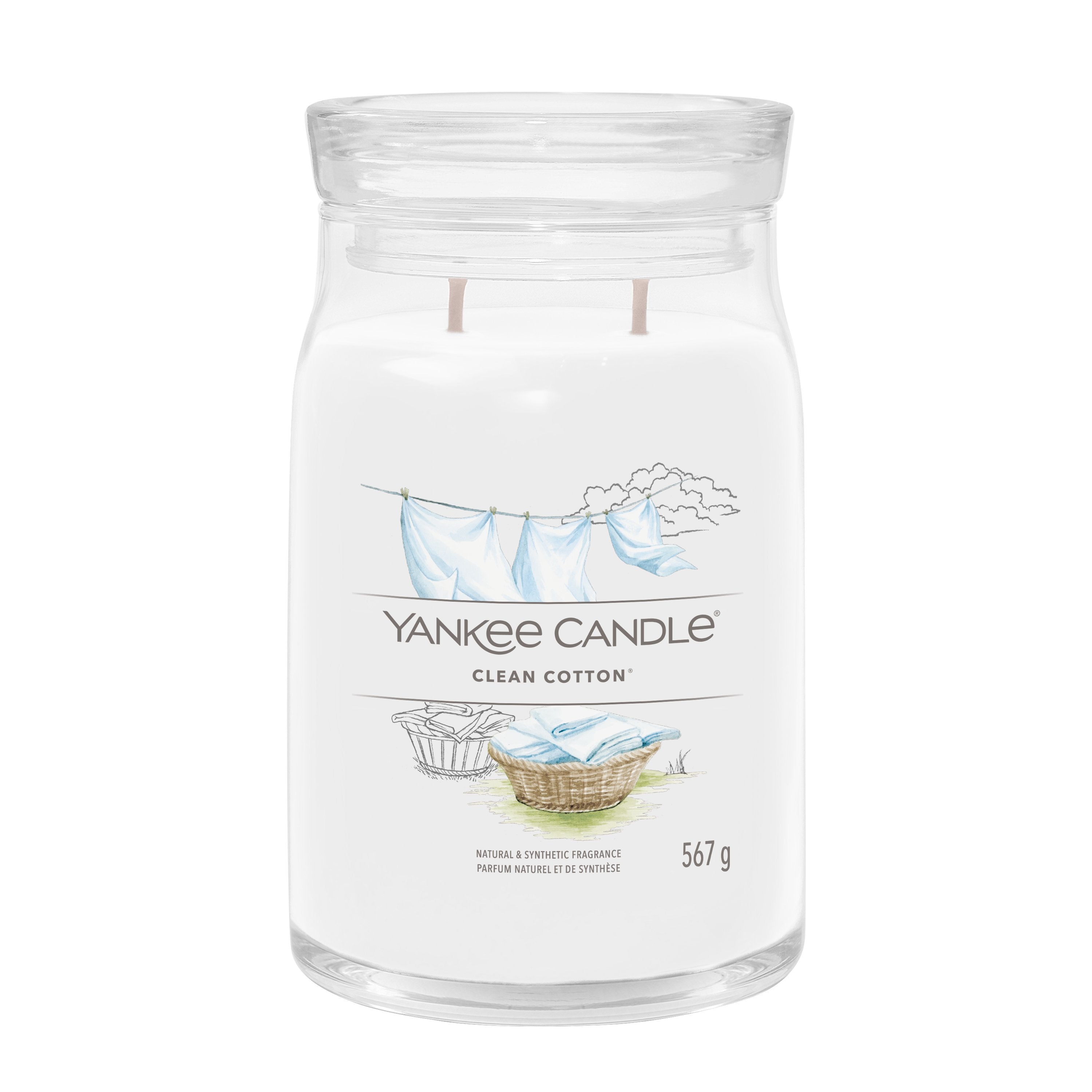 Yankee Candle Signature Clean Cotton – Duftkerze, Grosses Glas, 90 h