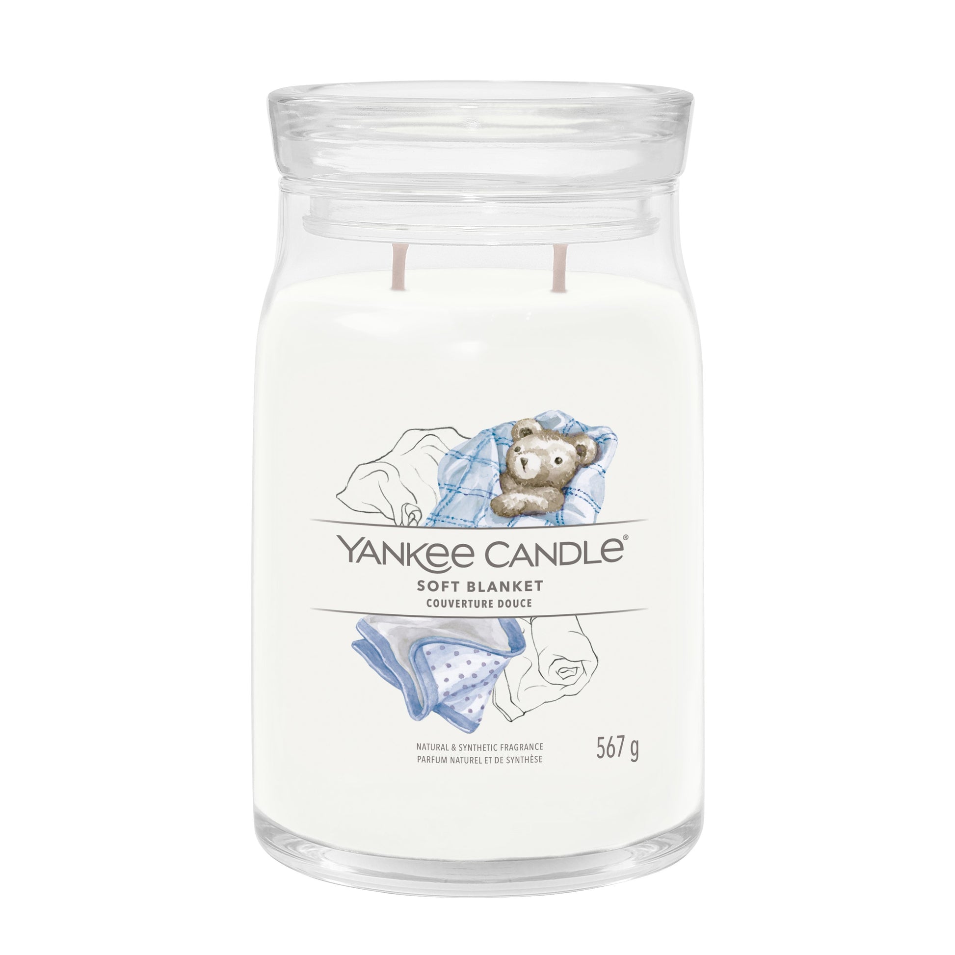 Yankee Candle Duftkerze – Soft Blanket – Brombeere – 567 g – 90 h – 9,4×15,7 cm (D×H) – Weiss