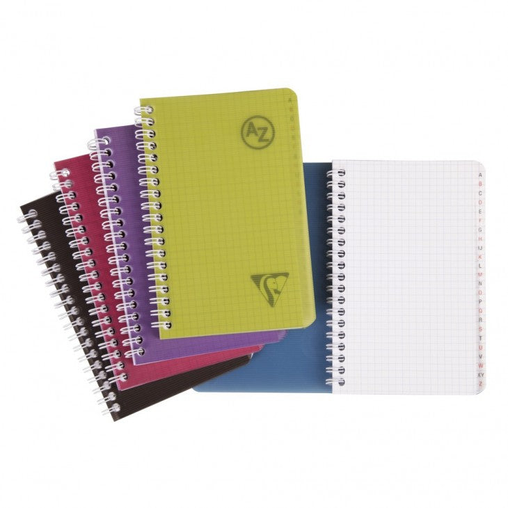 Clairefontaine Spiralheft – 95 × 140 mm – 50 Blatt – 90 g/m² – Doppelspirale, Register – mehrfarbig, PEFC