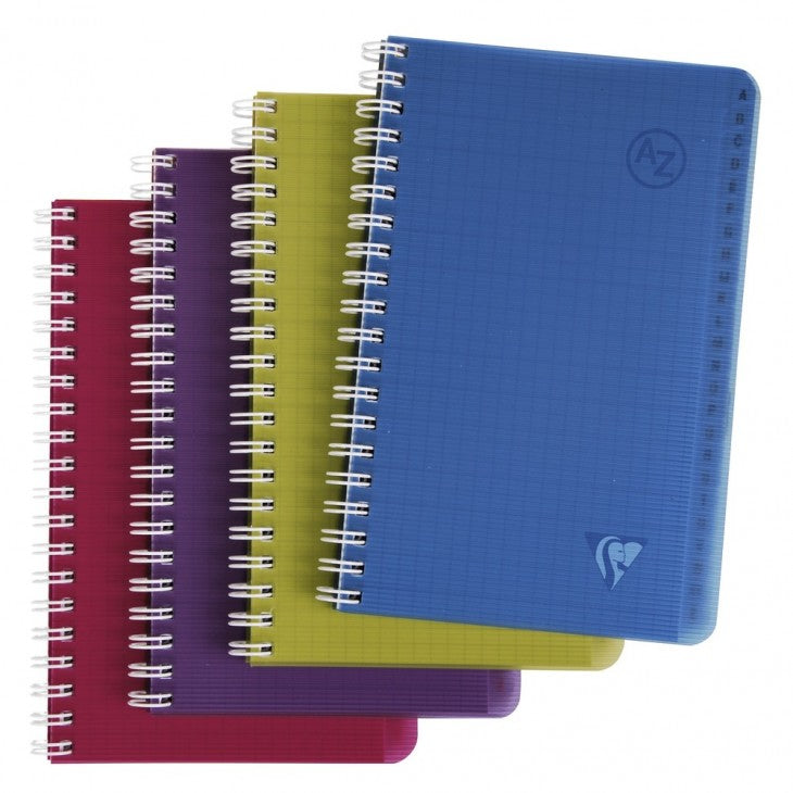 Clairefontaine Spiralheft – 95 × 140 mm – 50 Blatt – 90 g/m² – Doppelspirale, Register – mehrfarbig, PEFC