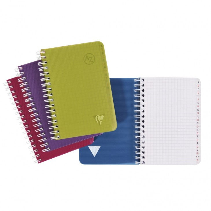 Clairefontaine Spiralheft – 95 × 140 mm – Register, Transparenter PP-Umschlag, Mehrfarbig, PEFC, 4 Stück
