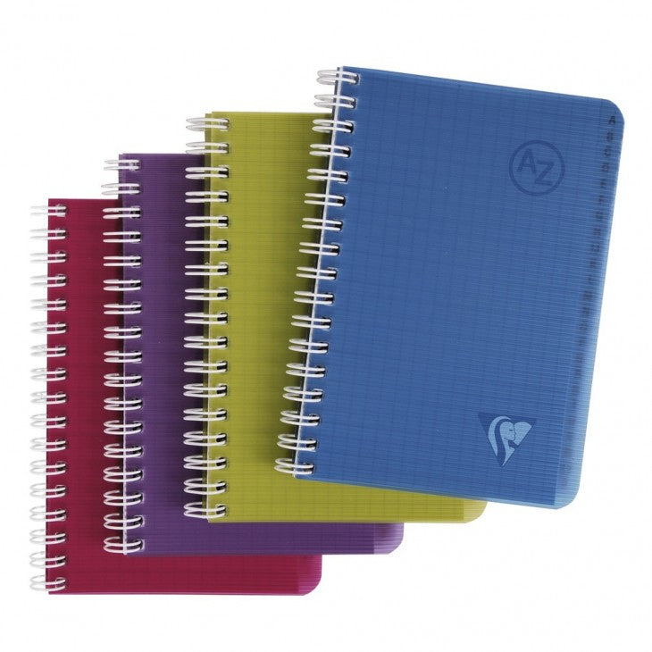 Clairefontaine Spiralheft – 95 × 140 mm – Register, Transparenter PP-Umschlag, Mehrfarbig, PEFC, 4 Stück