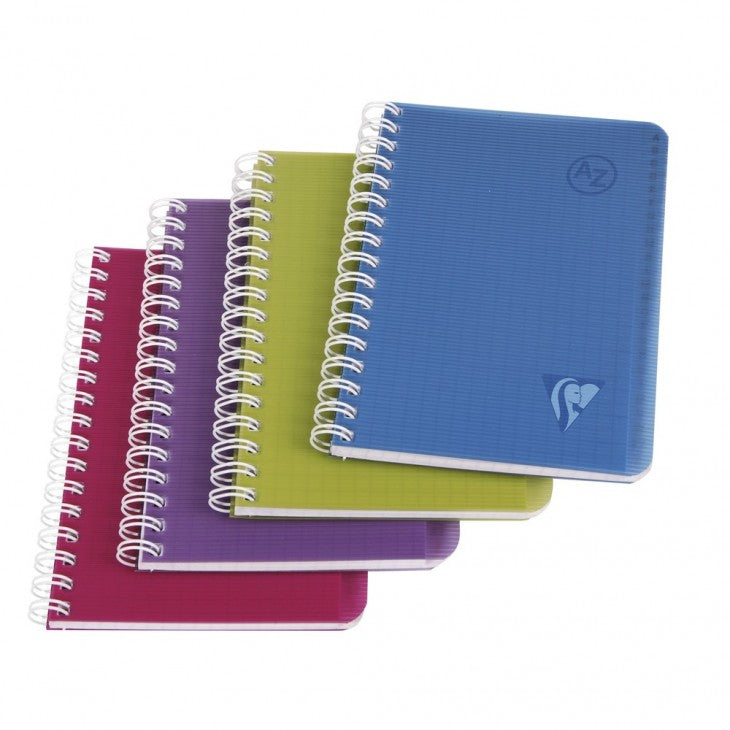Clairefontaine Spiralheft – 95 × 140 mm – Register, Transparenter PP-Umschlag, Mehrfarbig, PEFC, 4 Stück