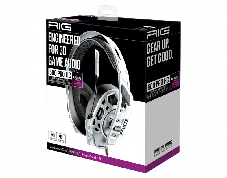 NACON RIG 500 PRO HC – Gaming-Headset, 3,5 mm – Dolby Atmos – Weiss – für PS5/PS4/Switch und andere