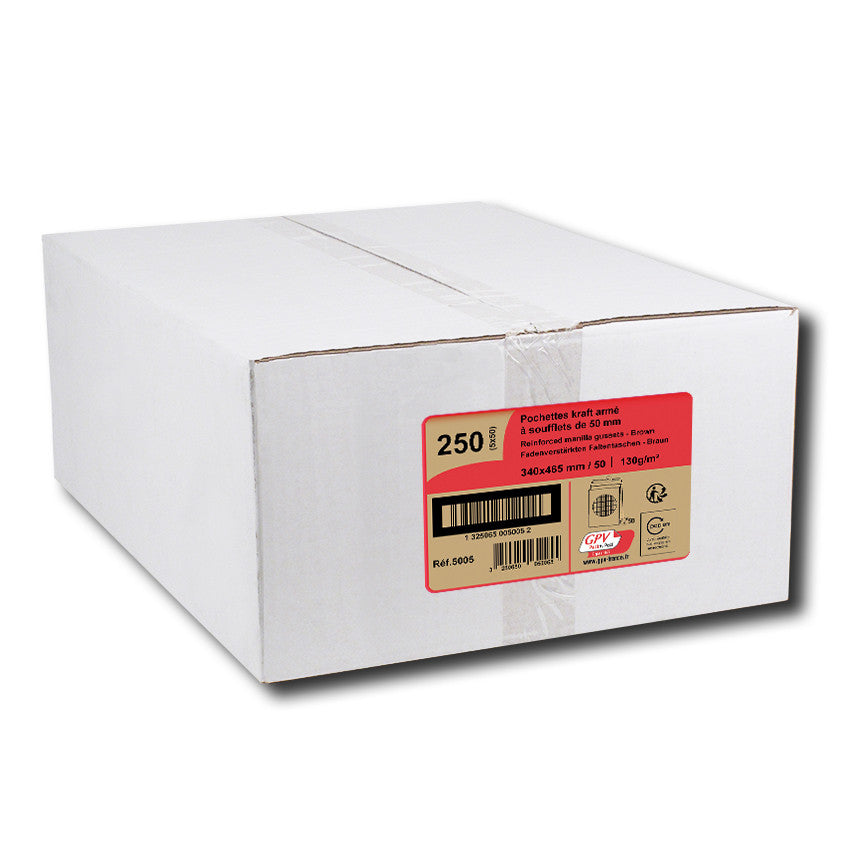 GPV France GPV Seitenfaltentasche – 340 × 465 × 50 mm, selbstklebend, Papier, braun – 50 Stk.