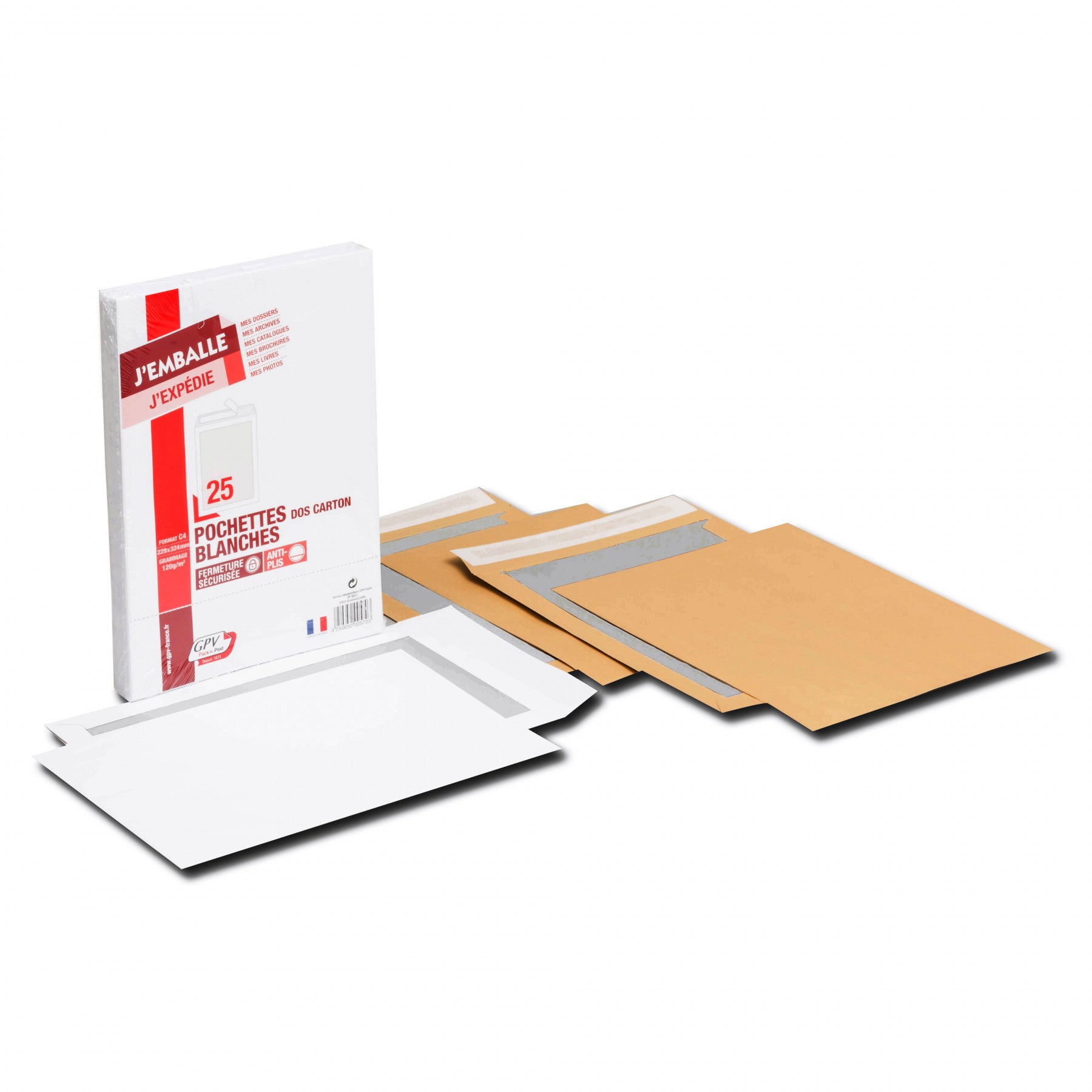 GPV France GPV Karton-Versandtasche – 260 × 330 mm, ohne Fenster, selbstklebend, Karton, braun, grau – 100 Stk.