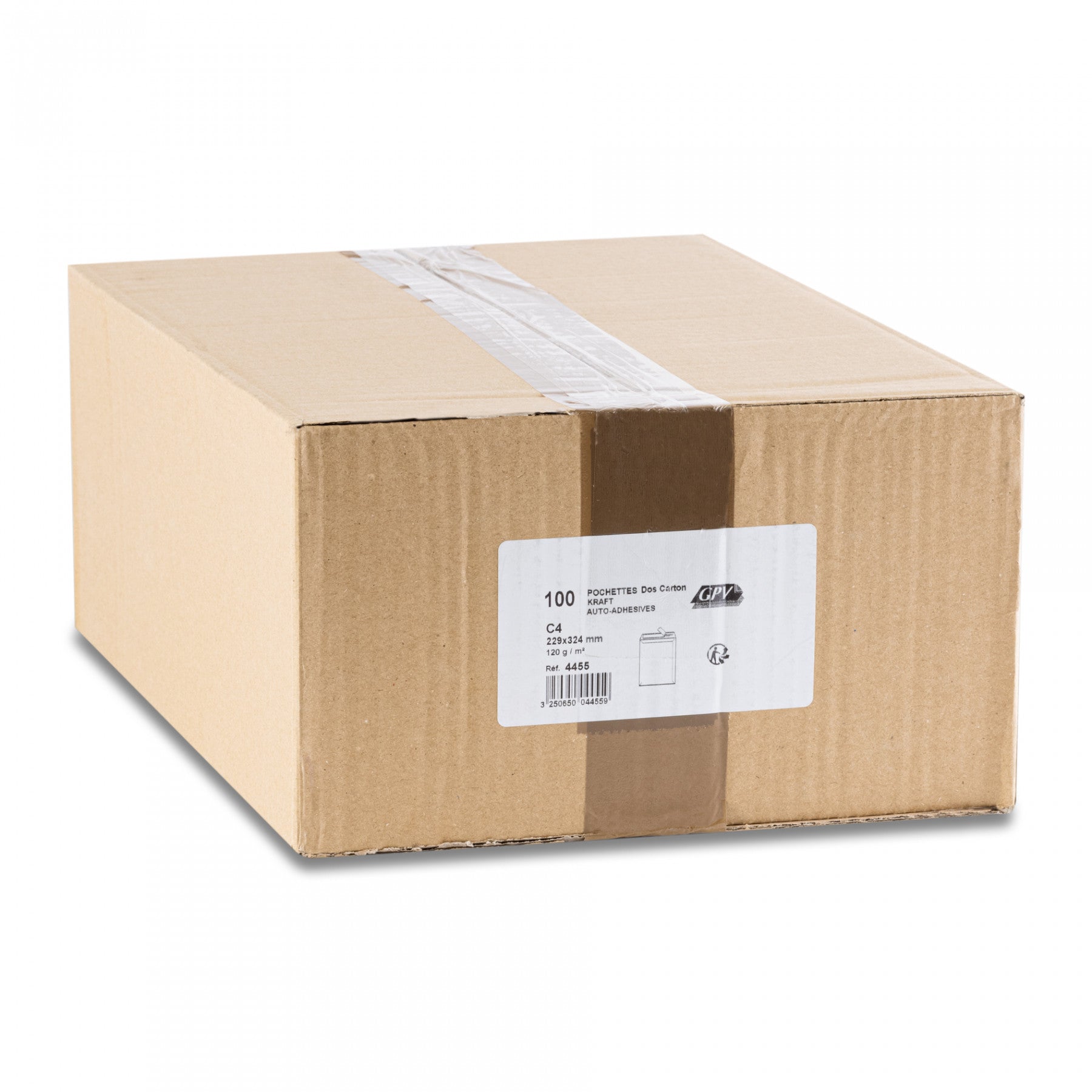 GPV France Seitenfaltentasche – C4, ohne Fenster, selbstklebend, Papier, braun, grau – 100 Stk.