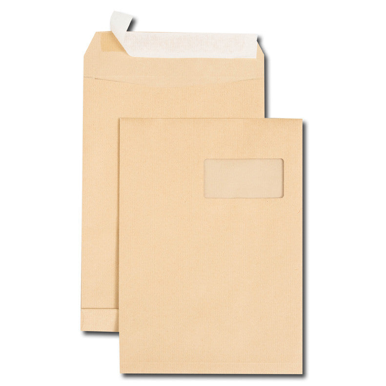 GPV France Seitenfaltentasche – C4, 30 mm, mit Fenster rechts, selbstklebend, Papier, braun – 250 Stk.