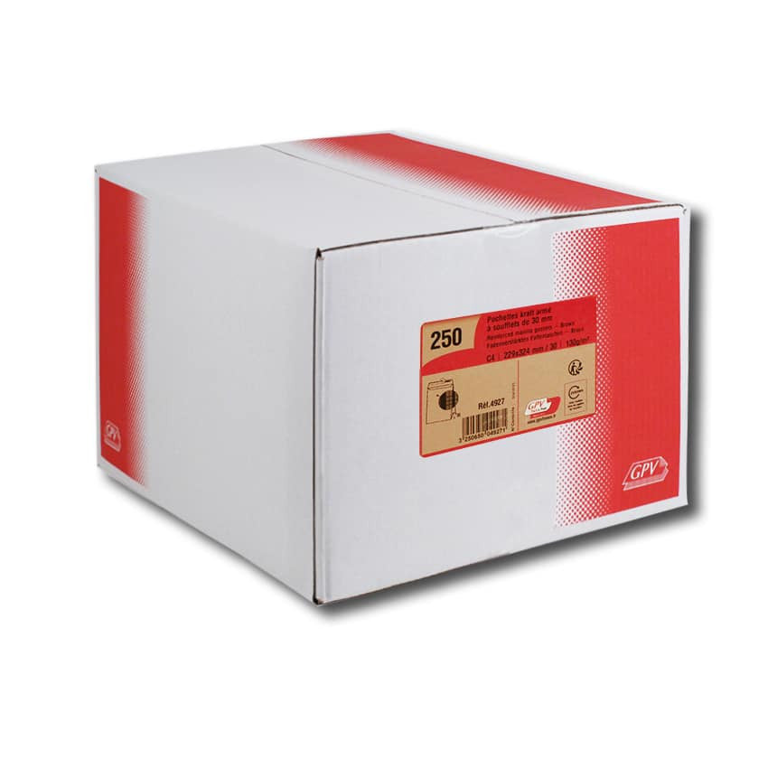 GPV France Seitenfaltentasche C4, 30 mm, ohne Fenster, selbstklebend, Papier, braun – 250 Stk.