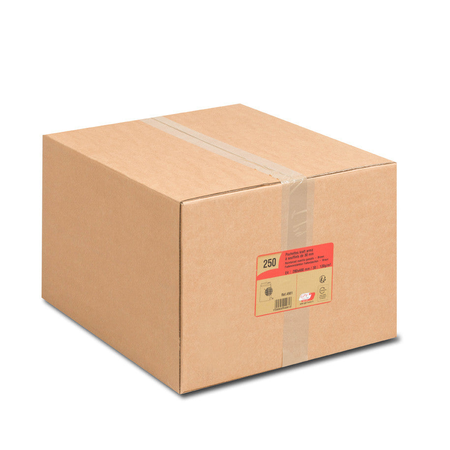 GPV France GPV Seitenfaltentasche – E4, 30 mm, ohne Fenster, selbstklebend, Papier, braun – 250 Stk.