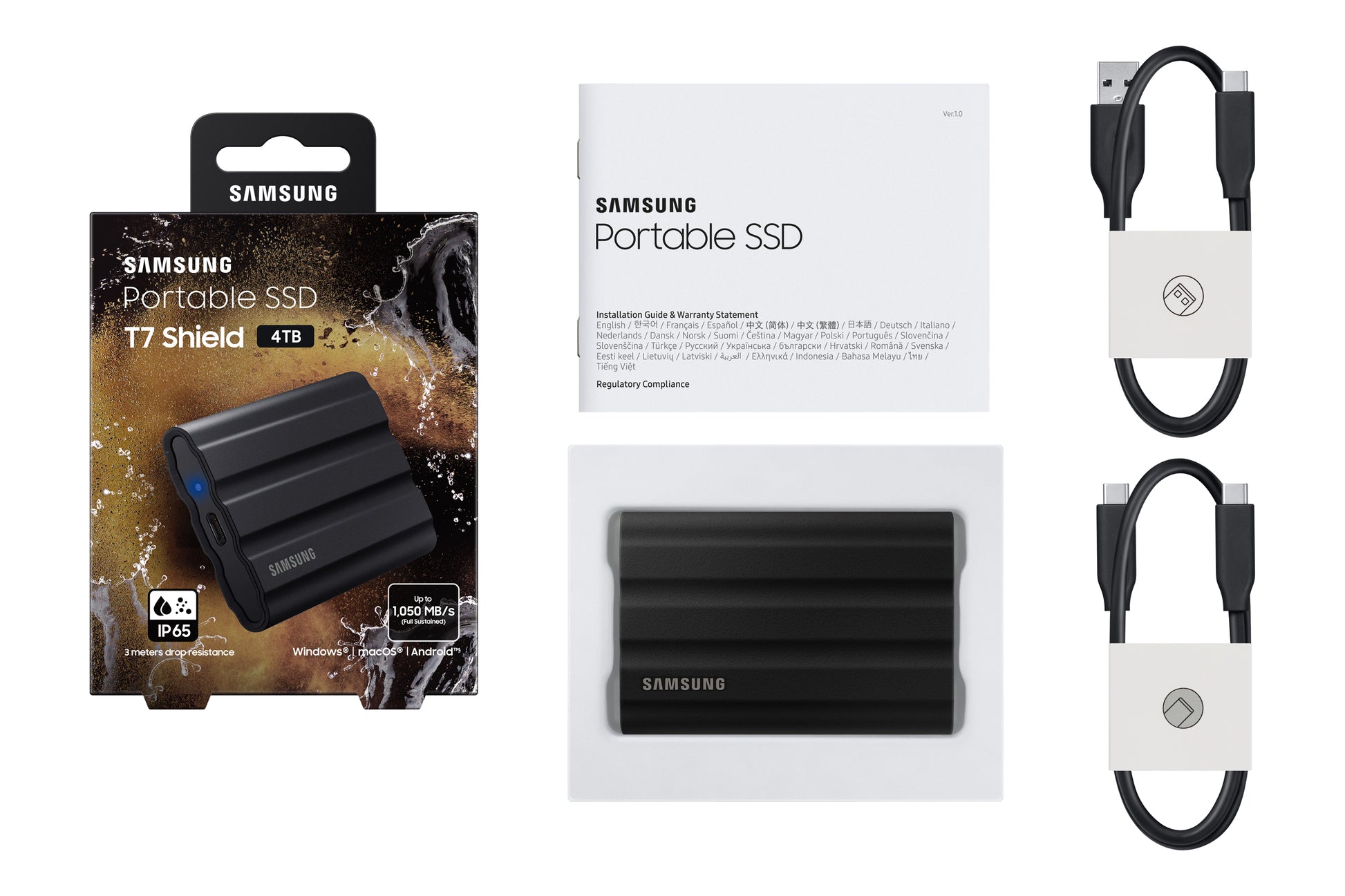 Samsung T7 Shield MU-PE4T0S Speichergerät – 4 TB, USB 3.2 Gen 2, Passwortschutz