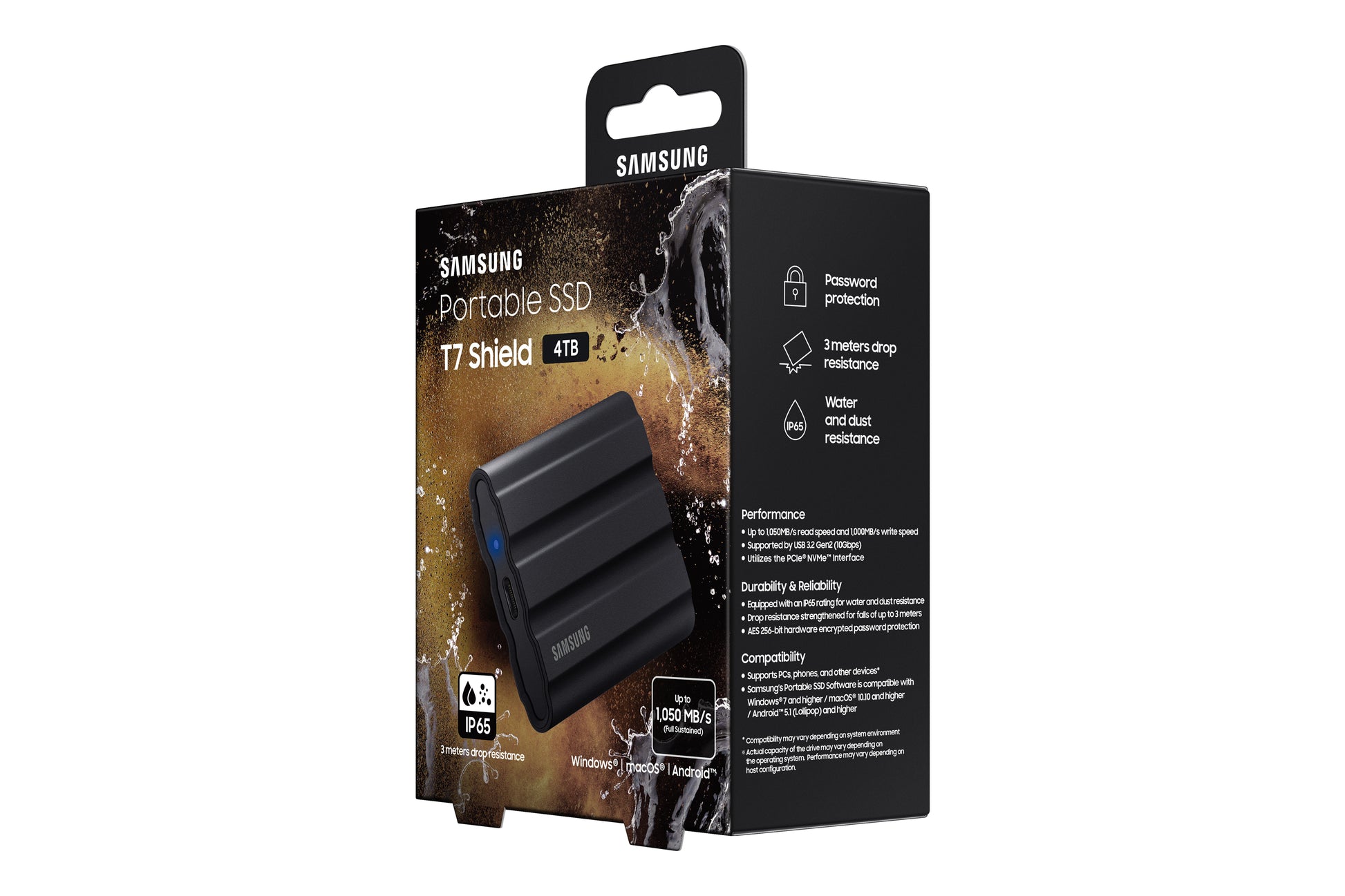 Samsung T7 Shield MU-PE4T0S Speichergerät – 4 TB, USB Typ-C (USB 3.2 Gen 2), Passwortschutz
