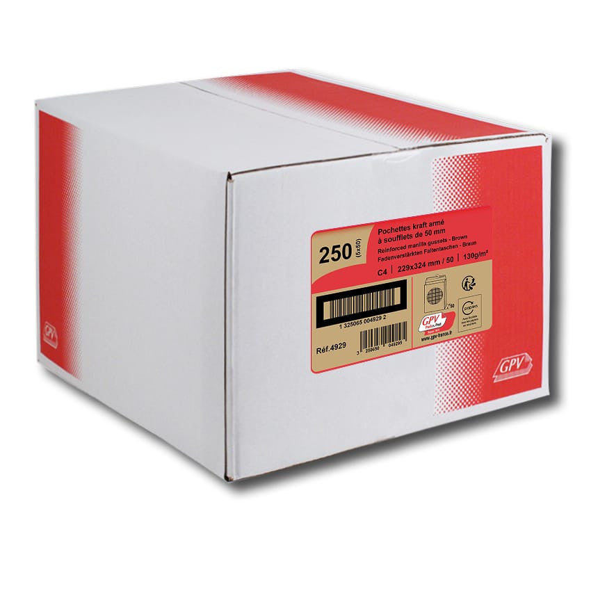 GPV France GPV Seitenfaltentasche C4, 50 mm, selbstklebend, Papier, braun – 50 Stk.