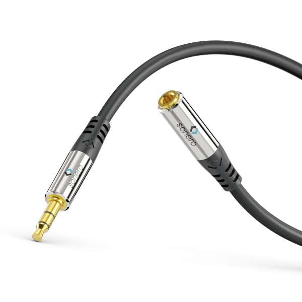 Sonero Audio-Verlängerungskabel 3,5 mm Klinke (Stecker) auf 3,5 mm Klinke (Buchse) – 10 m, vergoldete Kontakte
