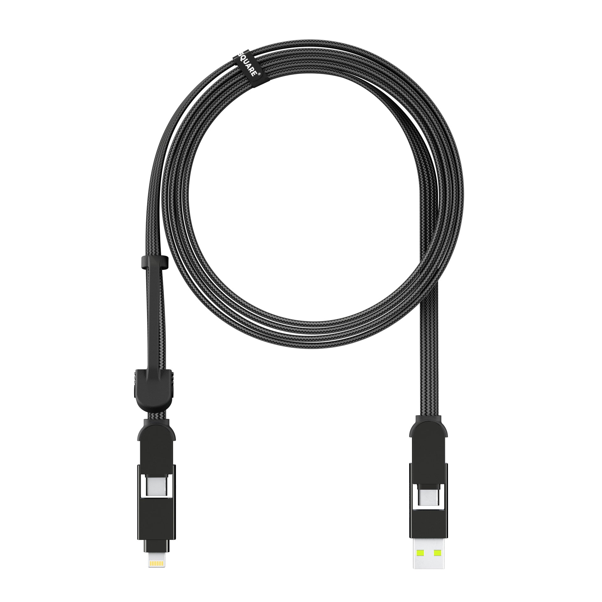 Rolling Square USB-A auf USB-C Kabel – USB 2.0 (480 Mbit/s) – 2 m – Abgewinkelt – Schwarz