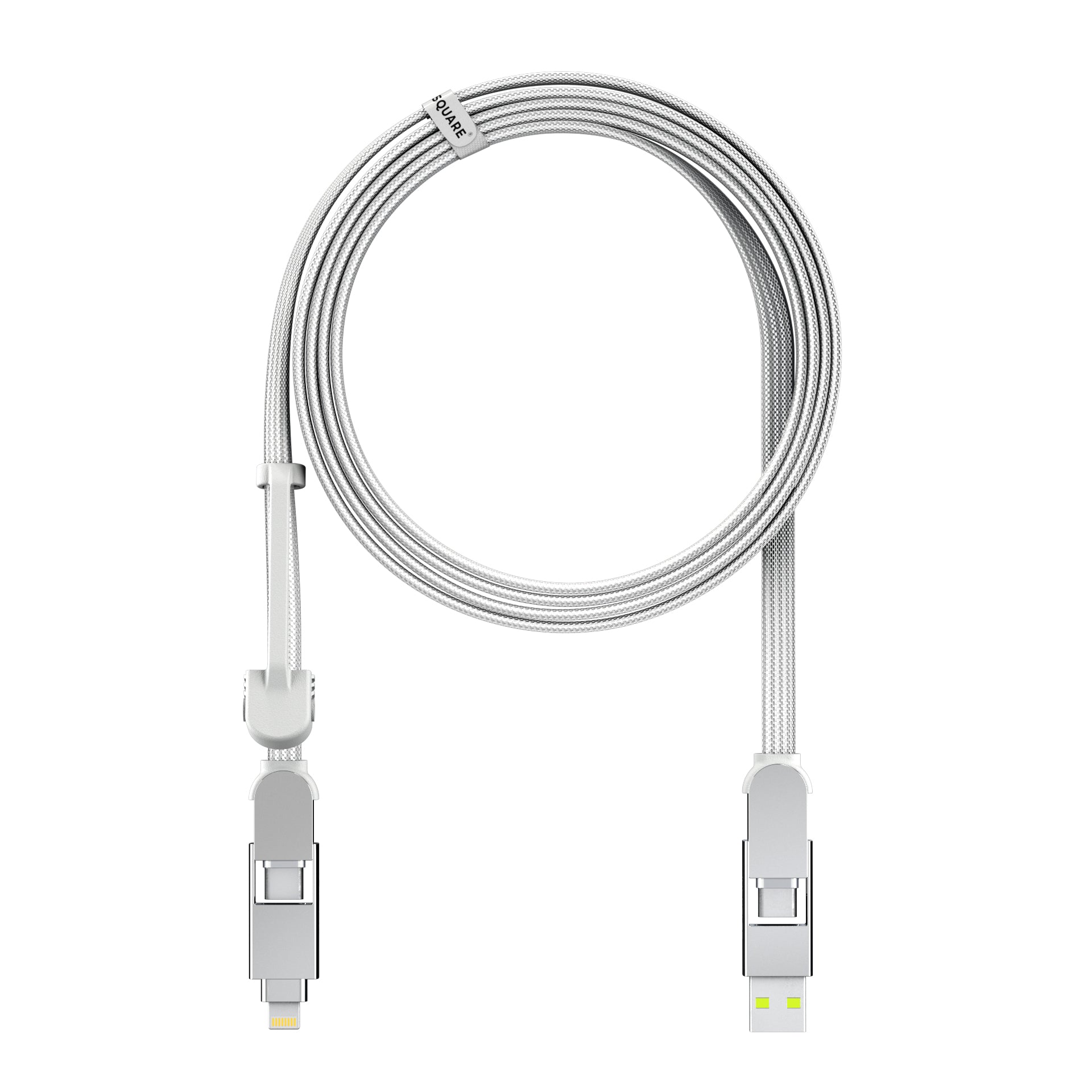 Rolling Square USB-C auf Lightning Kabel – USB 2.0 (480 Mbit/s) – 2 m – PD 100 W – Metallverstärkt – Weiss